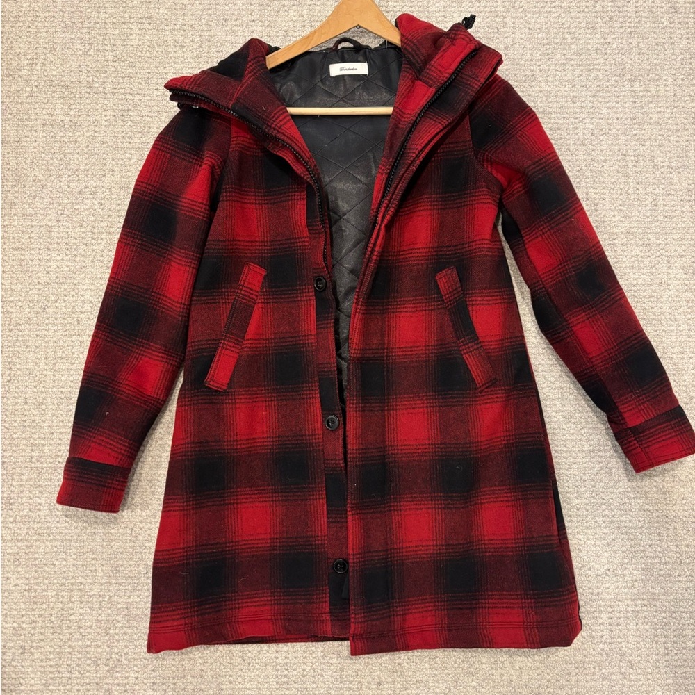 Dunderdon Red and Black Wool Plaid Coat